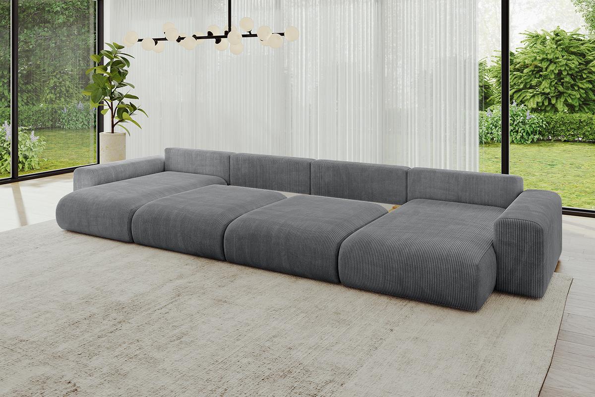WOHNLANDSCHAFT mit Schlaffunktion ESKAR-U2-464x176x72cm Dunkelgrau - Dunkelgrau, Holzwerkstoff/Kunststoff (176/72/464cm) - ALTDECOR