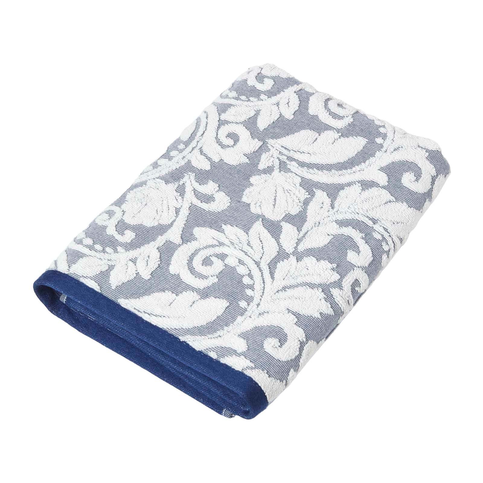 DUSCHTUCH Damast dunkelblau 70/130 cm - Dunkelblau, Textil (70/130cm) - Homescapes