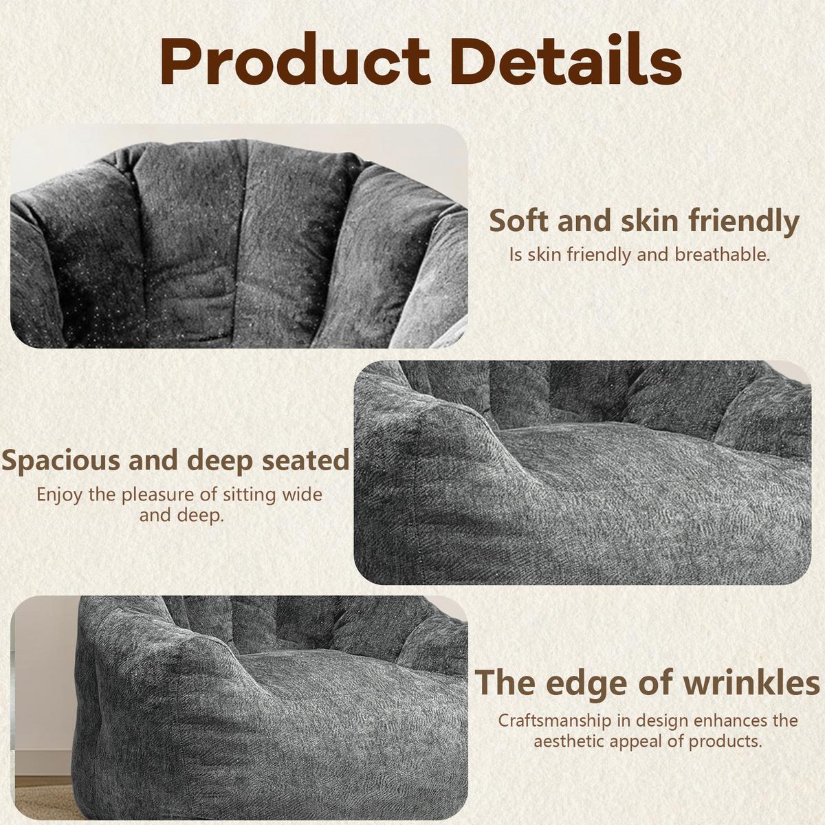 SESSEL aus Flanell mit ergonomischer Bärentatzen-Form - Grau, Textil (86.3/64.7/99cm) - Urban Meuble