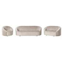 SOFA-SET 6-Sitzer Samtstoff Beige Malung - Beige, Textil (202/68/79cm) - Beliani