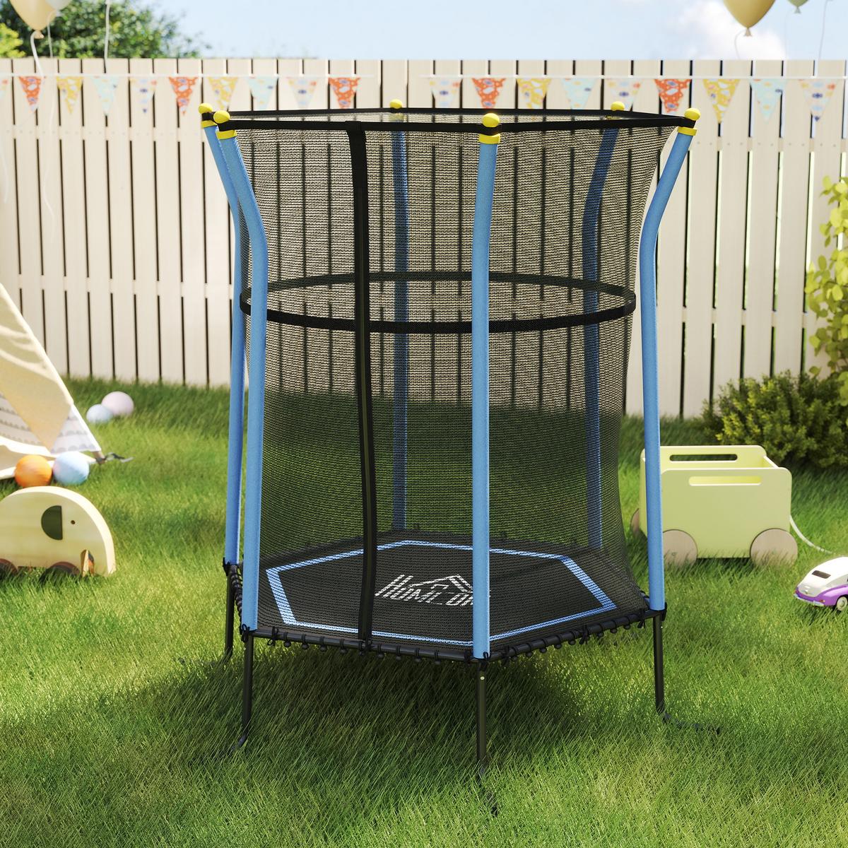 KINDERTRAMPOLIN Stahl Kunststoff Blau - Blau, Metall (111/122cm) - HOMCOM