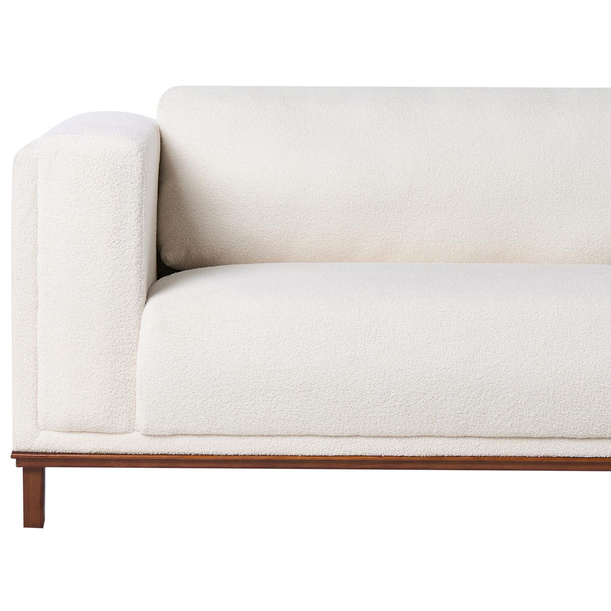 ECKSOFA 4-Sitzer Bouclé Cremeweiß linksseitig Veng - Hellbraun/Weiß, Textil (310/155cm) - Beliani