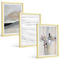 BILDER SET 3er Set - 40x60 cm Goldrahmen - Abstrakte Erdmuster - Goldfarben, Kunststoff (40/60cm) - TULUP
