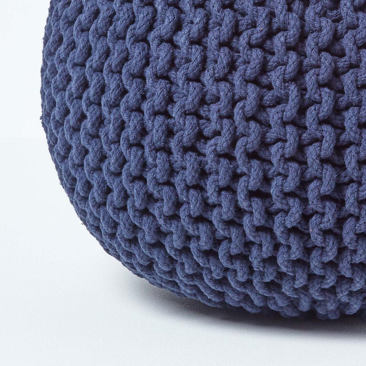 STRICK-POUF dunkelblau, 40/40/35 cm - Dunkelblau, Textil (40/35/40cm) - Homescapes