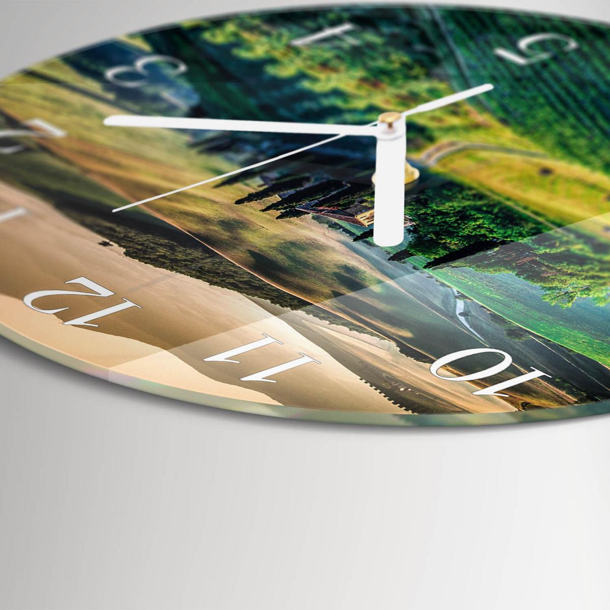 WANDUHR aus Glas Ø30 cm - Landschaft - Grün, Glas (30/30/0.4cm) - TULUP
