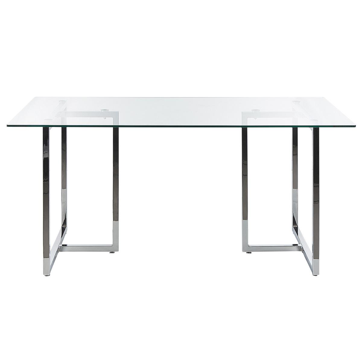 ESSTISCH 160/90/75 cm Silberfarben Rechteckig Envia - Silberfarben, Glas (160/90/75cm) - Beliani