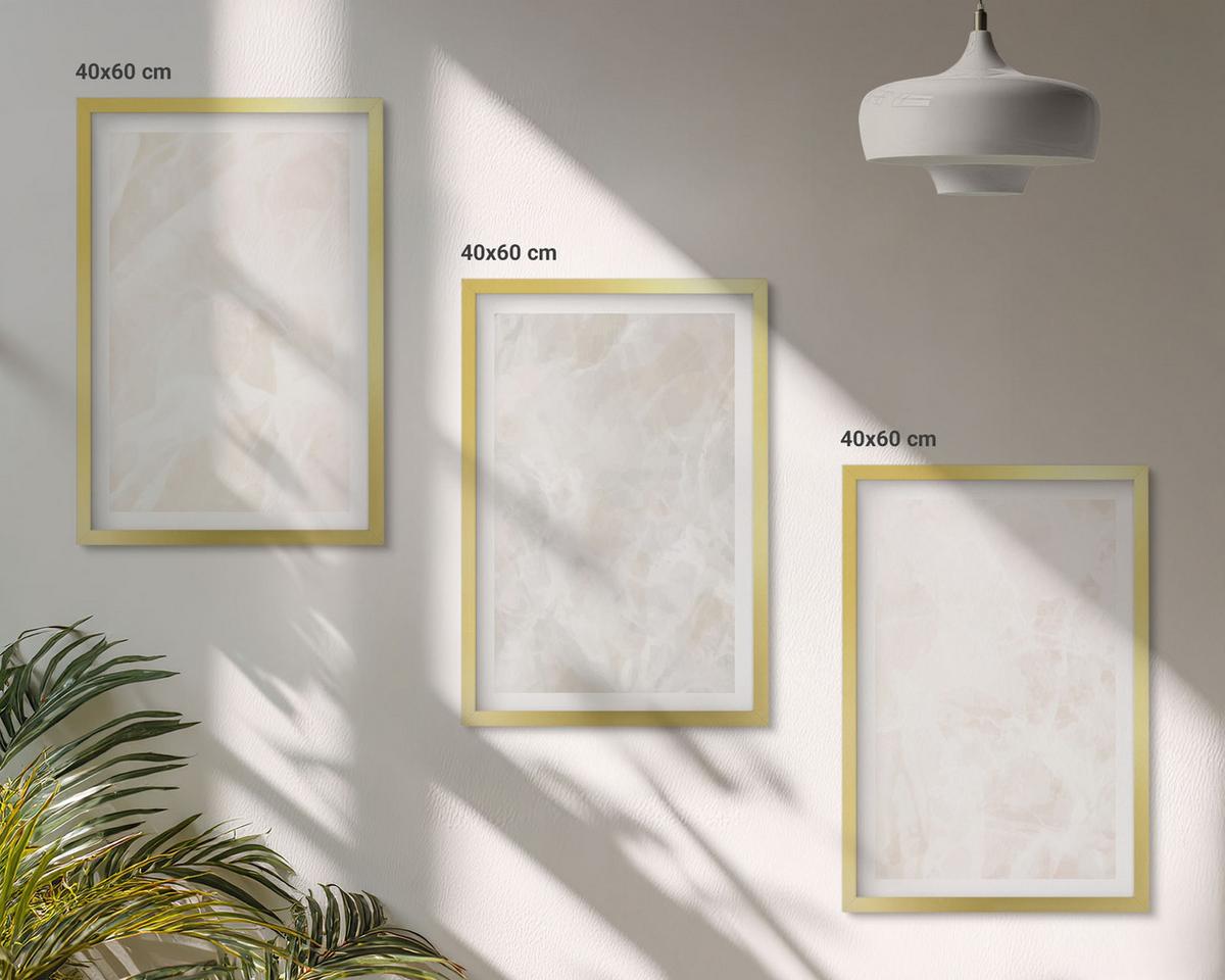 BILDER SET 3er Set - 40x60 cm Goldrahmen - Die Struktur von elegantem Marmor - Goldfarben, Kunststoff (40/60cm) - TULUP
