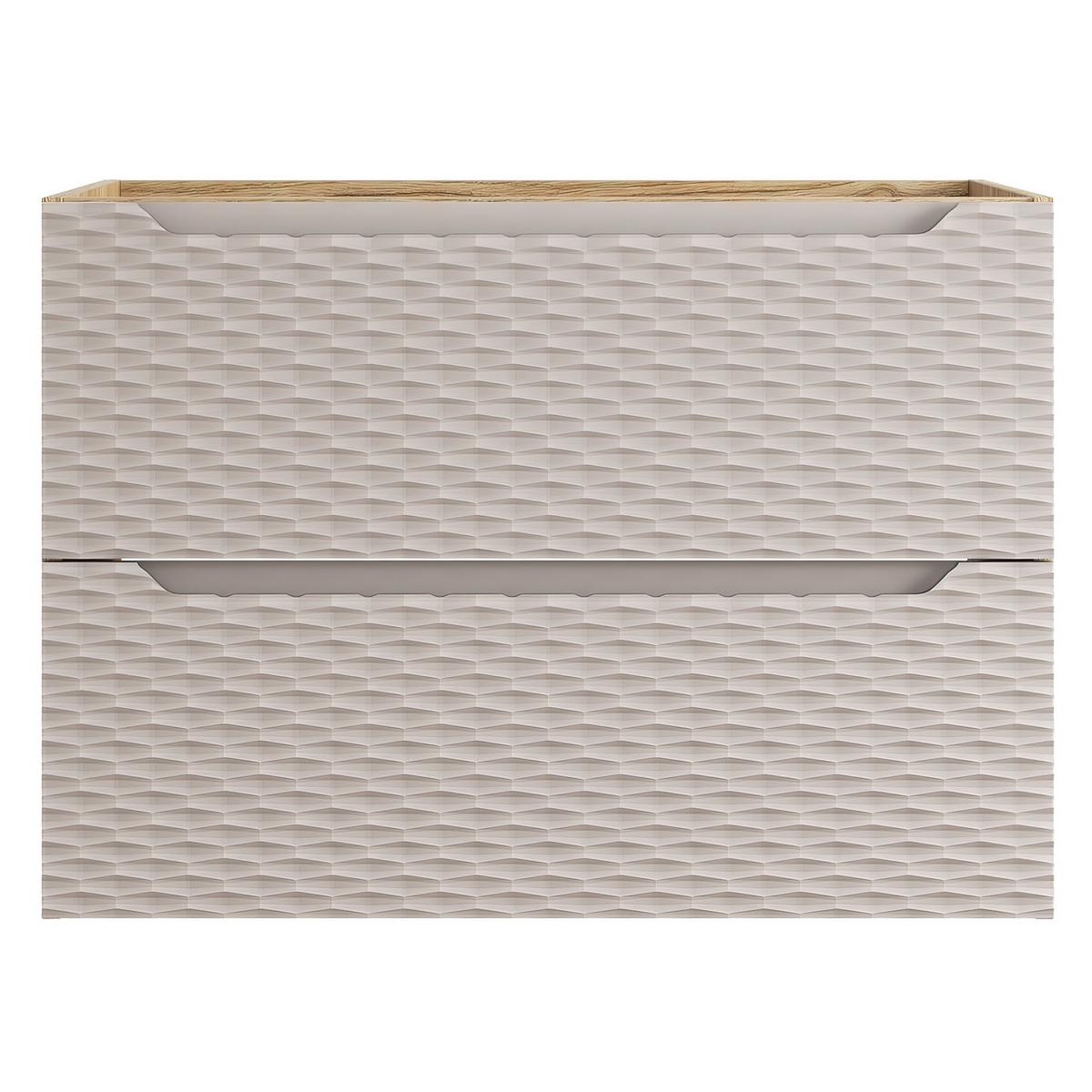 WASCHBECKENUNTERSCHRANK Ocean 2 Schubladen Cashmere mit Eiche - 80 x 46 x 59 cm - Kaschmir/Eichefarben, Holz (80/59/46cm) - Badplaats