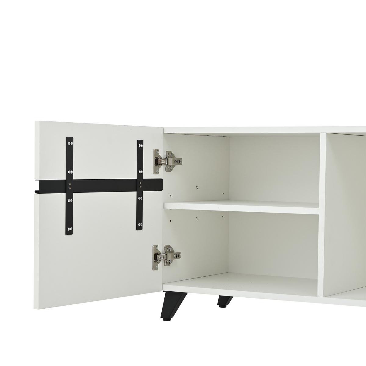 TV-SCHRANK 180 cm Hochglanz mit 4 Schränken & 8 Tischbeinen Für 80-Zoll Fernseher, verstellbare Trennwände, Stauraum - Weiß, Holzwerkstoff (180/49/40cm) - Urban Meuble