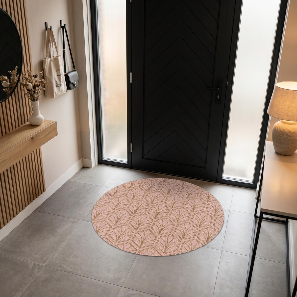 FUSSMATTE Lachsrosa - Muster - Geometrisch Schmutzfangmatte 120x120 cm - Altrosa, Kunststoff (120/0.4cm) - MuchoWow