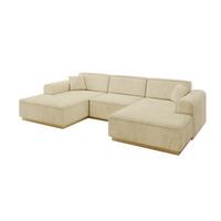 WOHNLANDSCHAFT IREA-U1-v2 - 301x165x80 cm Beige - Taupe, Holzwerkstoff/Textil (301/80/165cm) - ALTDECOR