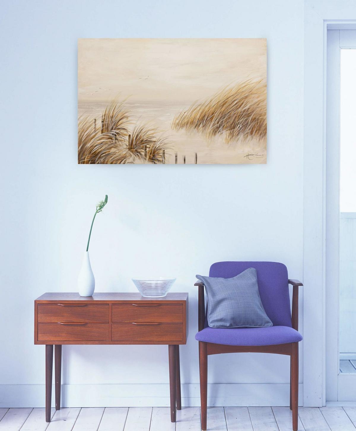 ACRYLBILD HANDGEMALT 90/60 cm - Beige, Holz/Textil (90/60cm) - KUNSTLOFT