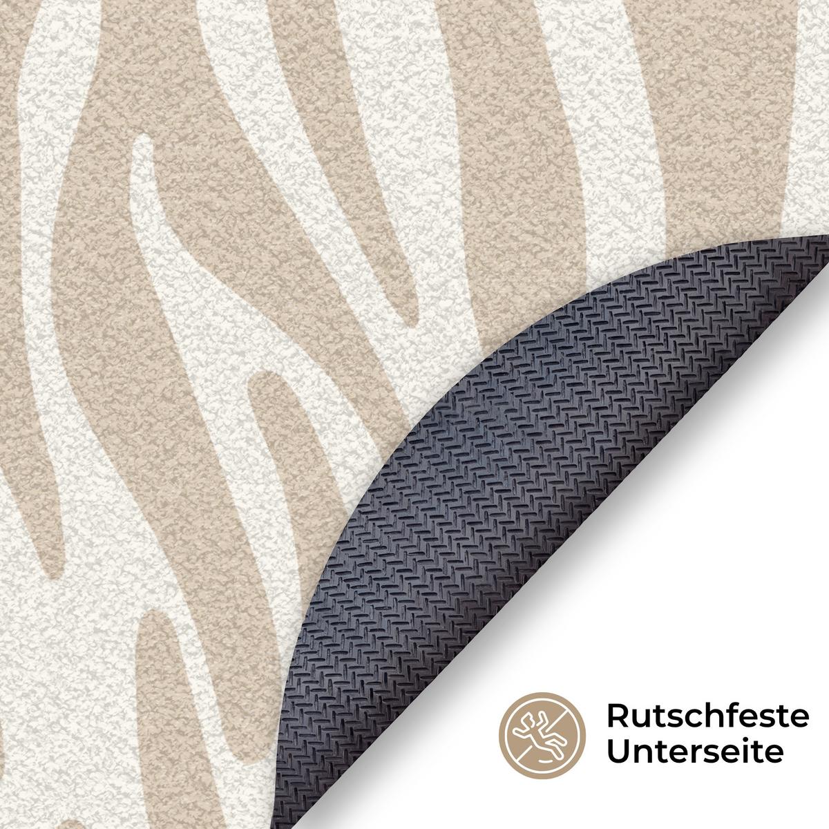 FUSSMATTE Zebramuster - Beige - Weiß - Tiermuster Schmutzfänger 90x90 cm - Beige, Kunststoff (90/0.4cm) - MuchoWow