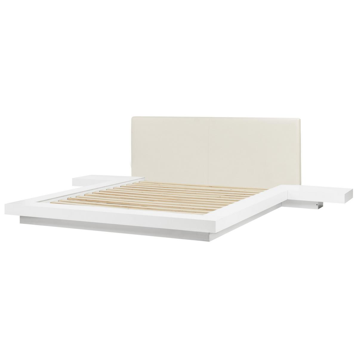 BETT mit Lattenrost 160x200 cm Weiß Zen - Weiß, Holzwerkstoff (160/200cm) - Beliani