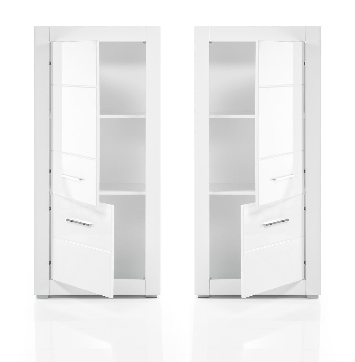 HIGHBOARD weiß Hochglanz, Anrichte für Wohn- und Esszimmer 65 x 142 cm - Chromfarben/Weiß Hochglanz, Holzwerkstoff/Kunststoff (65/142/35cm) - Furn.Design