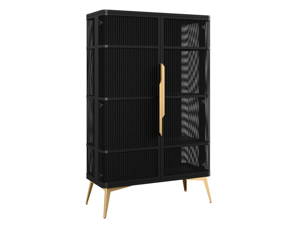 VITRINE Modera - Goldfarben/Schwarz, Holzwerkstoff/Metall (90/145/40cm) - MIRJAN24