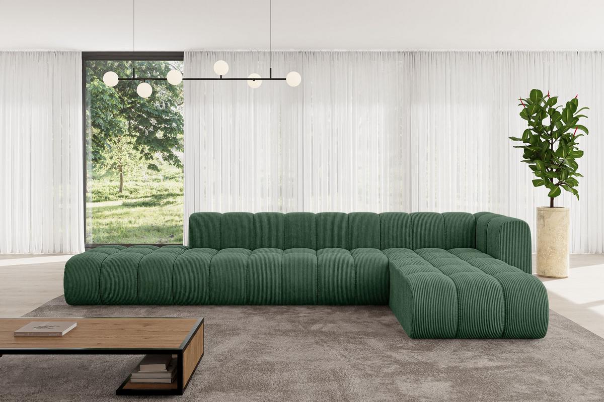ECKSOFA modulares Sofa Zuvon-L2 - 387x177x70 cm Grün - Grün, Holzwerkstoff/Textil (387/177cm) - ALTDECOR
