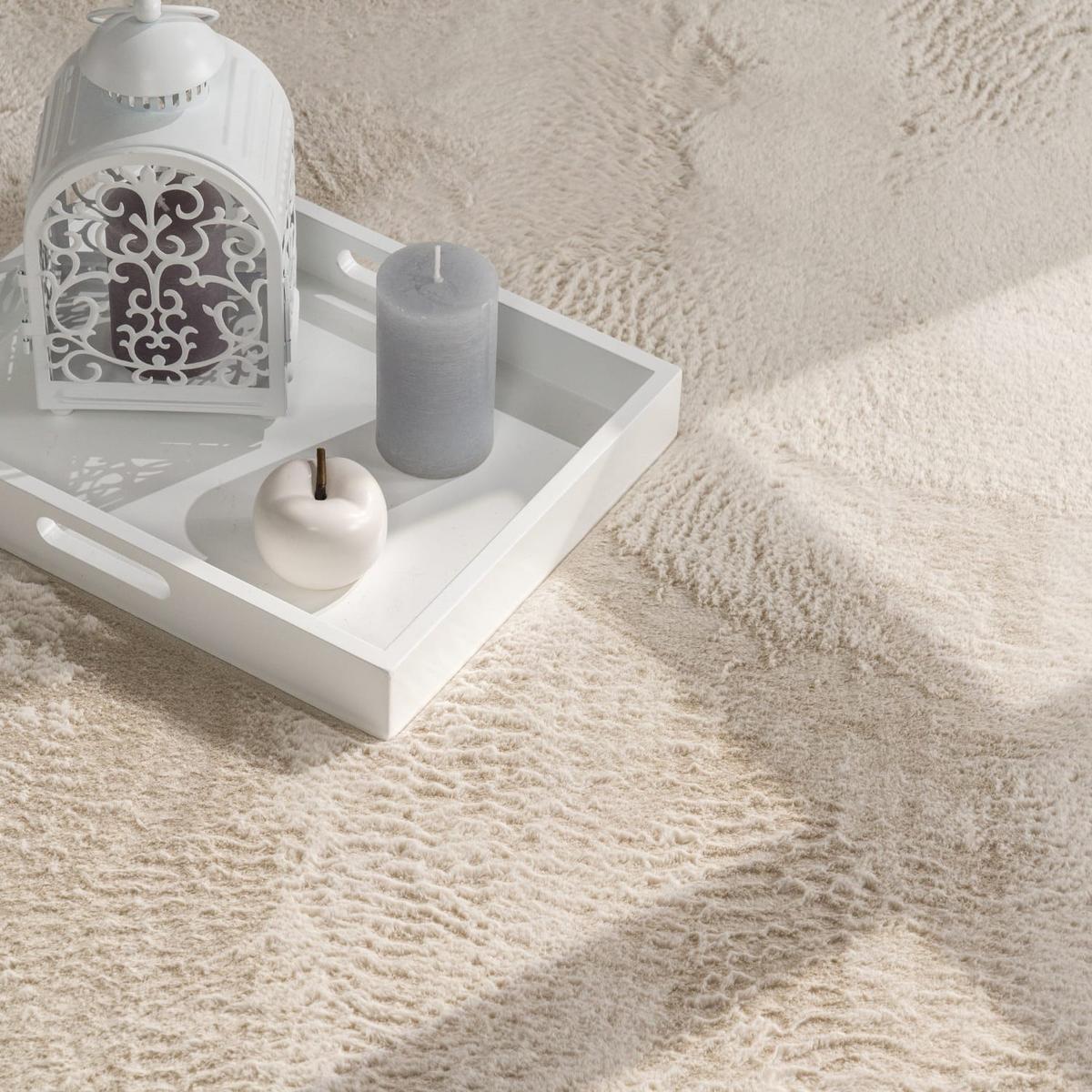 KURZFLORTEPPICH, einfarbig, aus Polyester, Creme, Ø 100 cm - Beige, Textil (100/100cm) - KADIMA DESIGN