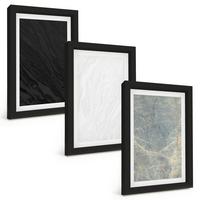 BILDER SET 3er Set - 20x30 cm Schwarzer Rahmen - Die Farben eleganter Steinstrukturen - Schwarz, Kunststoff (20/30cm) - TULUP