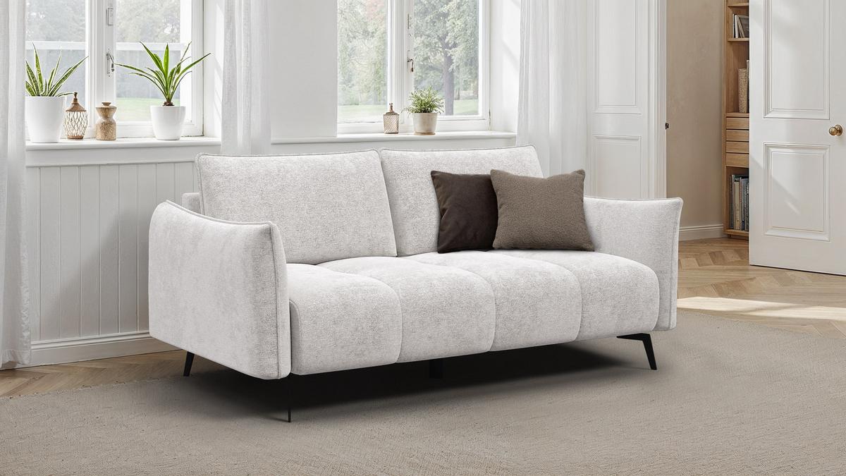 SOFA AERA 2,5-Sitzer, ecru - Ecru/Schwarz, Holz/Textil (187/89/96cm) - Wozimo