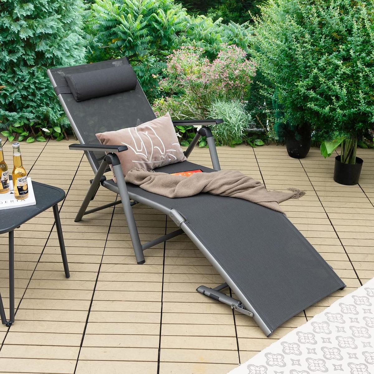 GARTENLIEGE Silber - Silberfarben, Metall (180/69.5/67cm) - COSTWAY