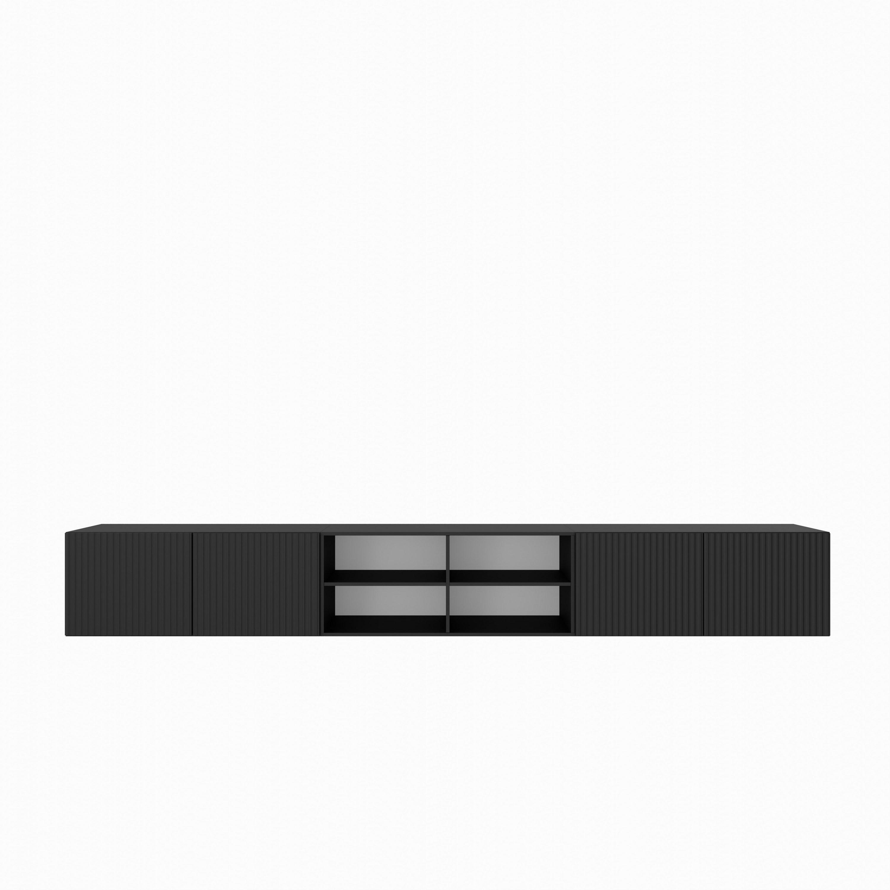 LOWBOARD VAREN 300/41/40 cm, Hängender TV-Schrank Schwarz - Schwarz, Holzwerkstoff (300/41/40cm) - MASSENO