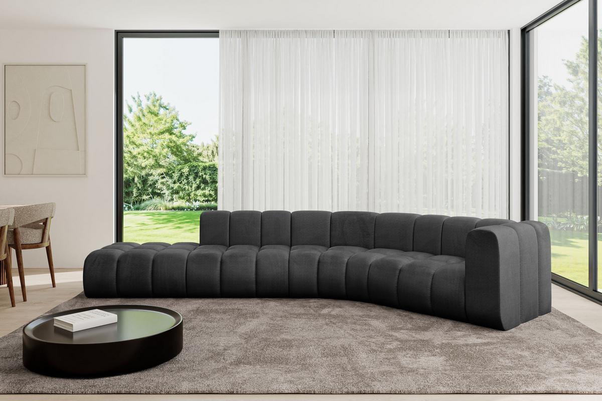 ECKSOFA modulares Sofa Tilmo-L1 - 399x194x70 cm Schwarz - Schwarz, Holzwerkstoff/Textil (399/194cm) - ALTDECOR