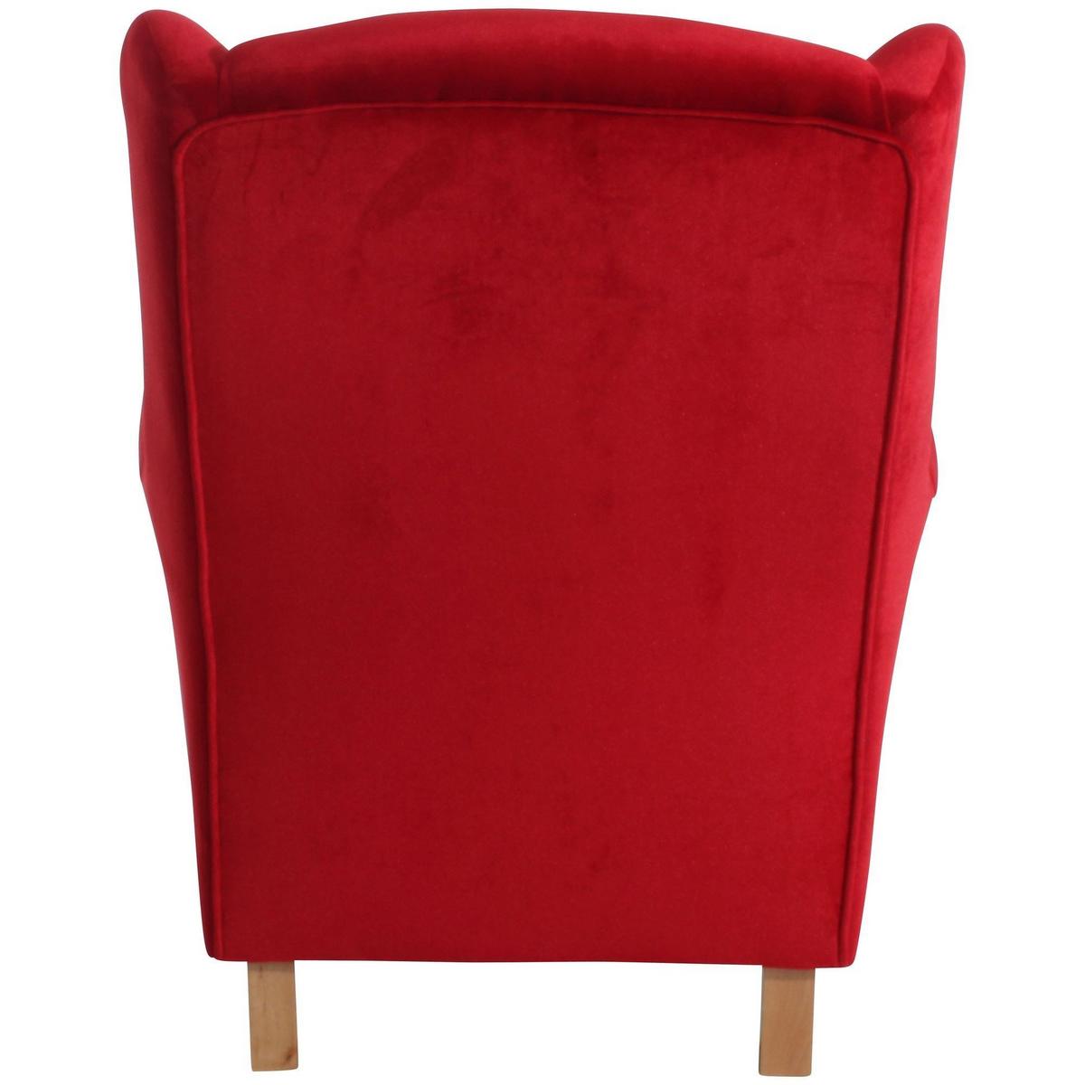OHRENSESSEL Karlen Bezug Samtvelours Buche natur / rot - Rot/Buchefarben, Kunststoff (86/103/77cm) - 58aufmkessel