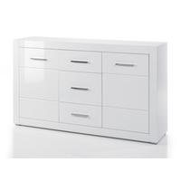 SIDEBOARD weiß Hochglanz, Wohn- und Esszimmer Kommode 164 cm - Weiß Hochglanz/Silberfarben, Holzwerkstoff/Kunststoff (164/97/42cm) - Furn.Design