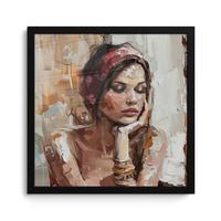POSTER MIT RAHMENGERAHMTES BILD Frau - Lackierung - Porträt - Modern 40x40 cm - Altrosa, Papier (40/40cm) - MuchoWow