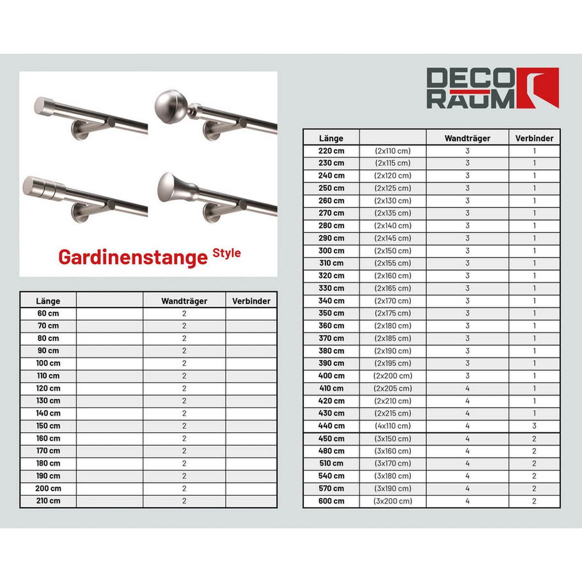 GARDINENSTANGE 1-lauf Kugel - Silberfarben, Metall (430cm) - Deco-Raum