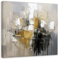 LEINWANDBILD Abstraktion Komposition Gold Modern 50x50cm - Beige, Textil (50/50cm) - Feeby