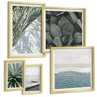 BILDER SET 5er Set - 50x50 cm & 20x30 cm & 40x60 cm Goldrahmen - Hängebrücke aus Palmenblättern - Goldfarben, Kunststoff (40/60cm) - TULUP