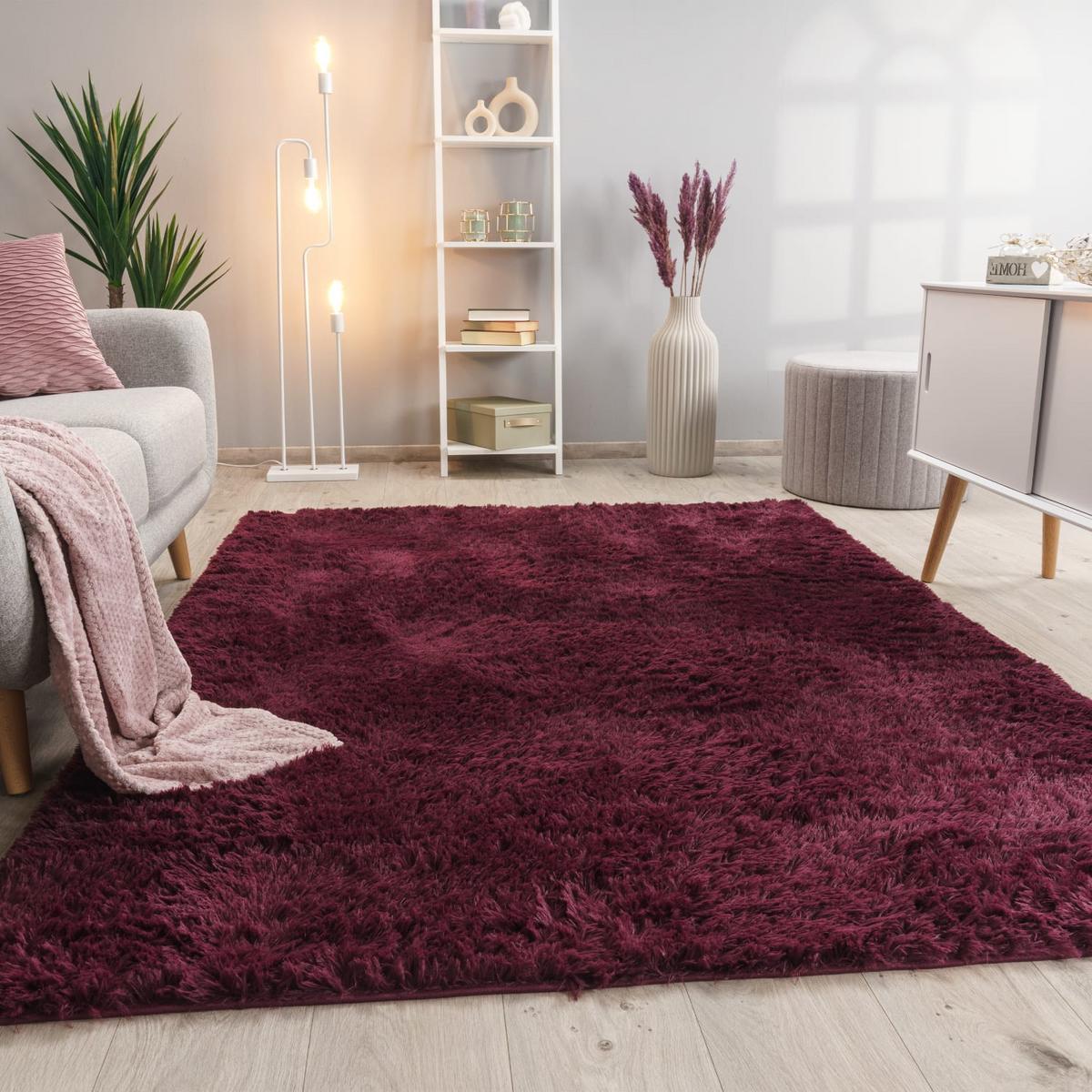 HOCHFLORTEPPICH, einfarbig, aus Polyester, Lila, 160 x 220 cm - Lila, Textil (220/160cm) - KADIMA DESIGN