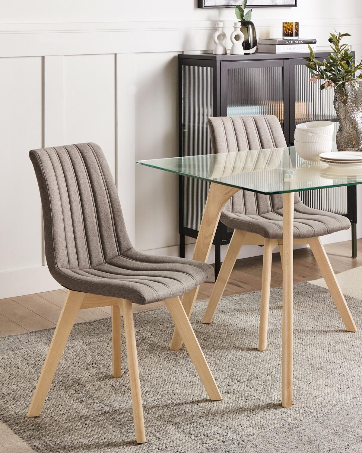 ESSZIMMERSTUHL 2er Set Stoff Braun Calgary - Braun, Textil (48/86/56cm) - Beliani