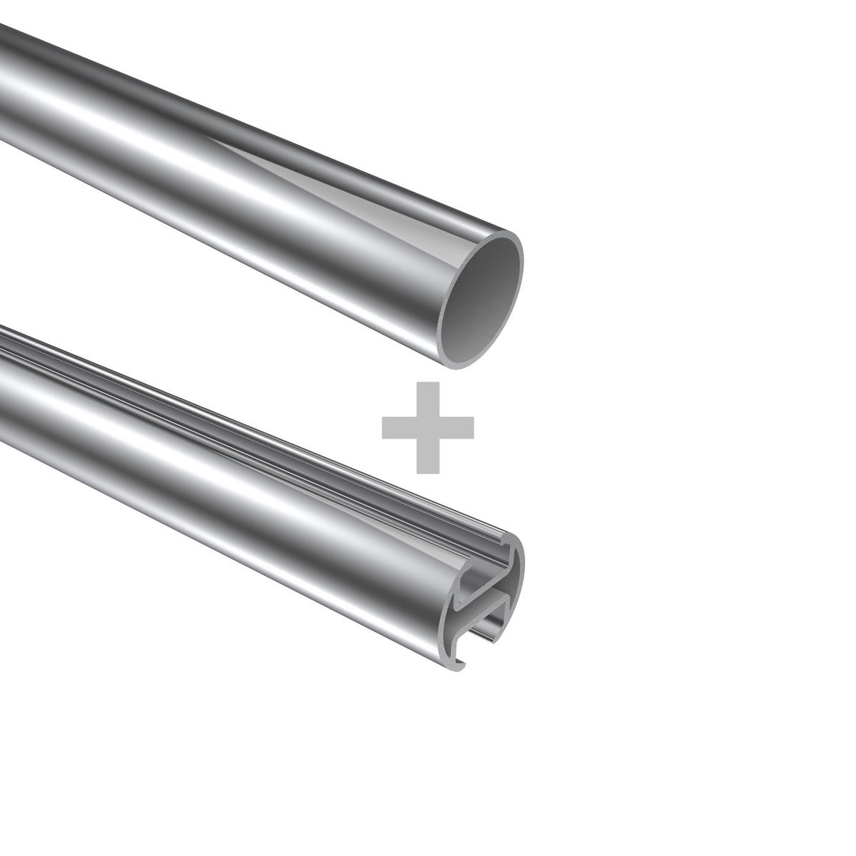GARDINENSTANGE RUNDROHR-INNENLAUF Platon Verano 120 cm, 2-läufig, 20 mm Ø Chrom - Chromfarben/Weiß, Metall (120cm) - INTERDECO