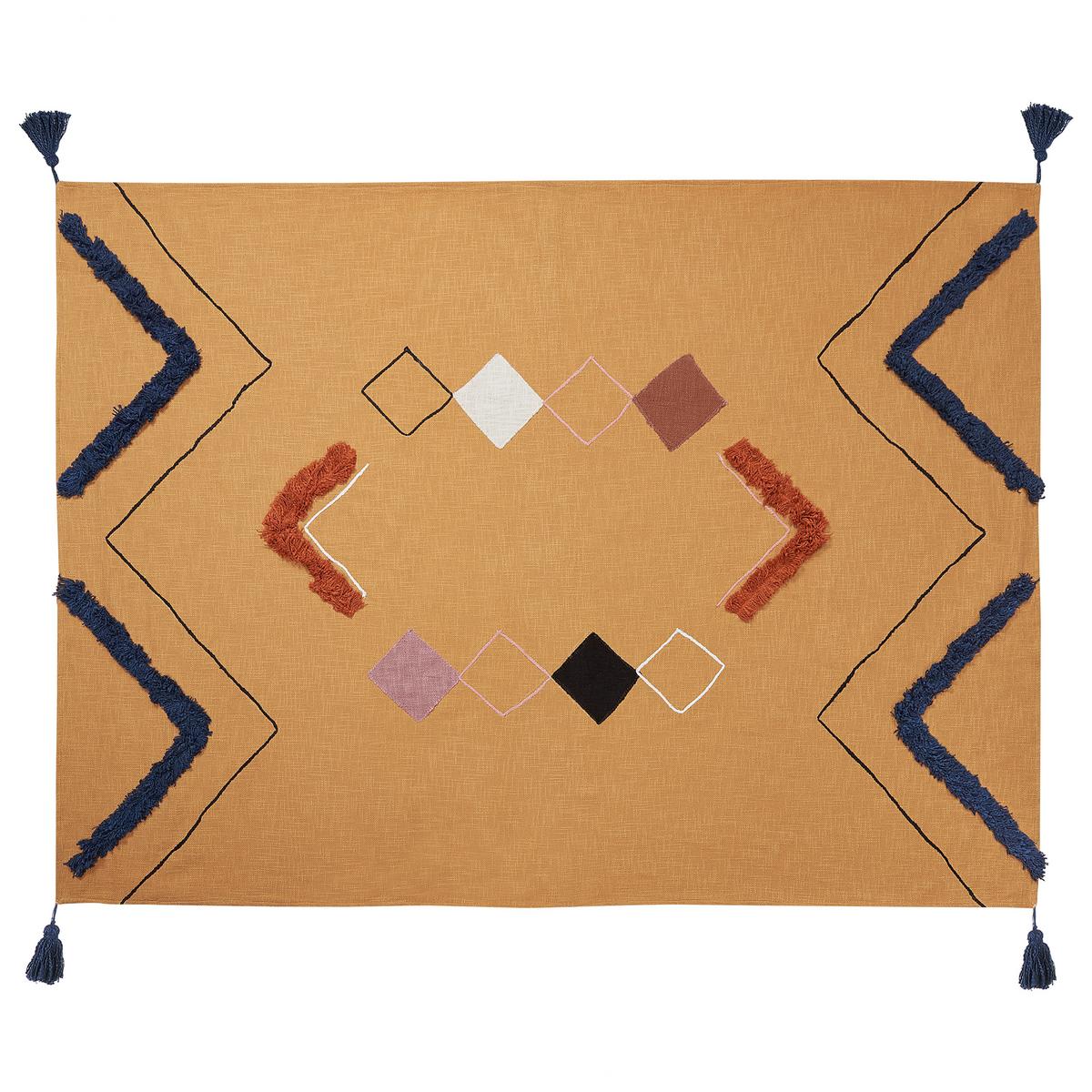 DECKE Orange Shimla 130/180 cm - Orange, Naturmaterialien/Textil (130/180cm) - Beliani