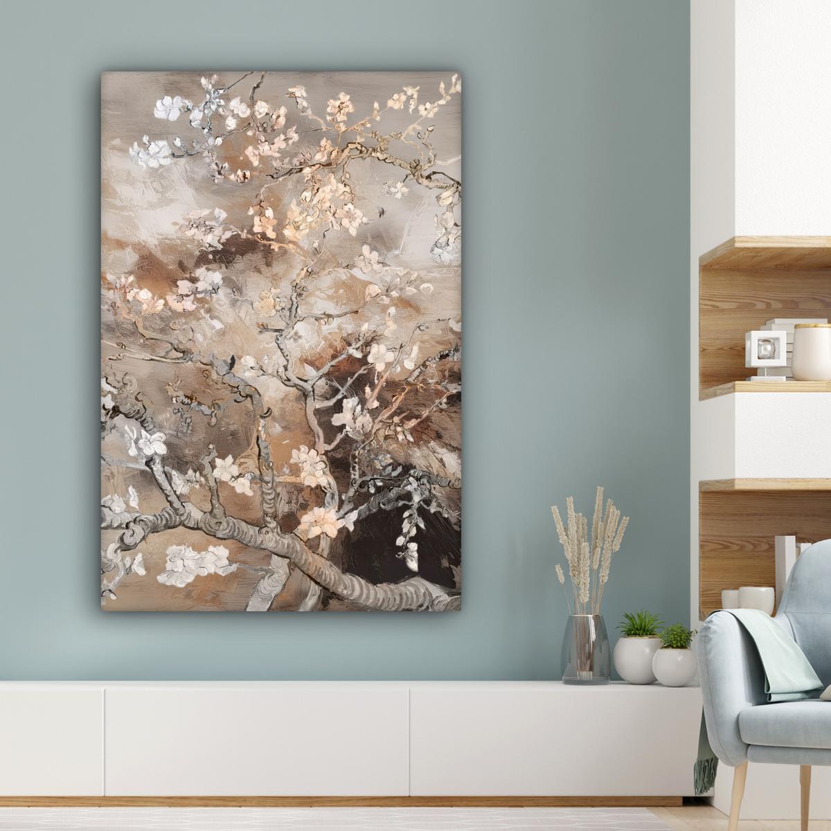 LEINWANDBILD Mandelblüte - Kunst - Van Gogh - Beige - Abstrakt Deko XXL 80x120 cm - Braun, Textil (80/120cm) - MuchoWow