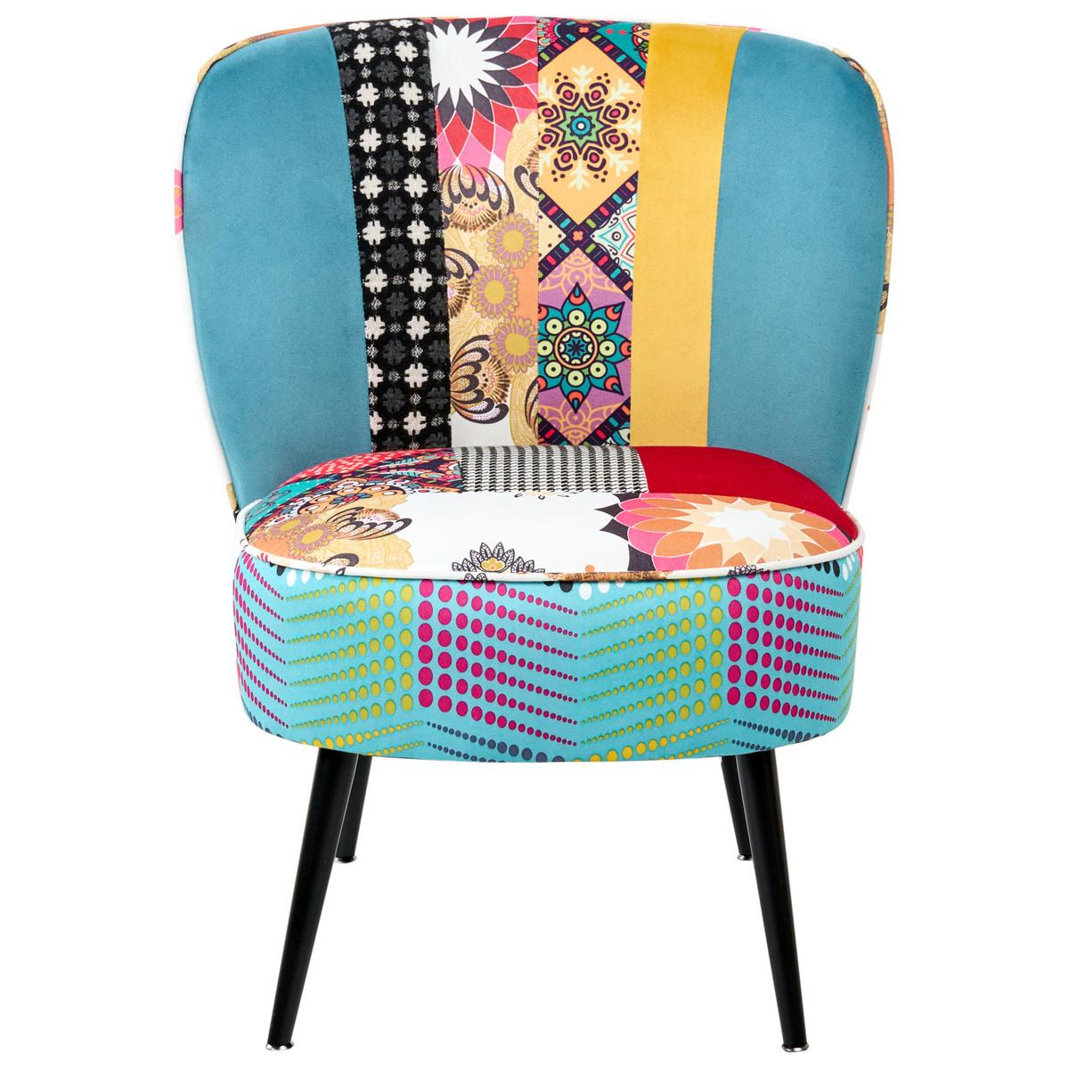 SESSEL Blau Voss - Blau/Multicolor, Textil (60/76/52cm) - Beliani