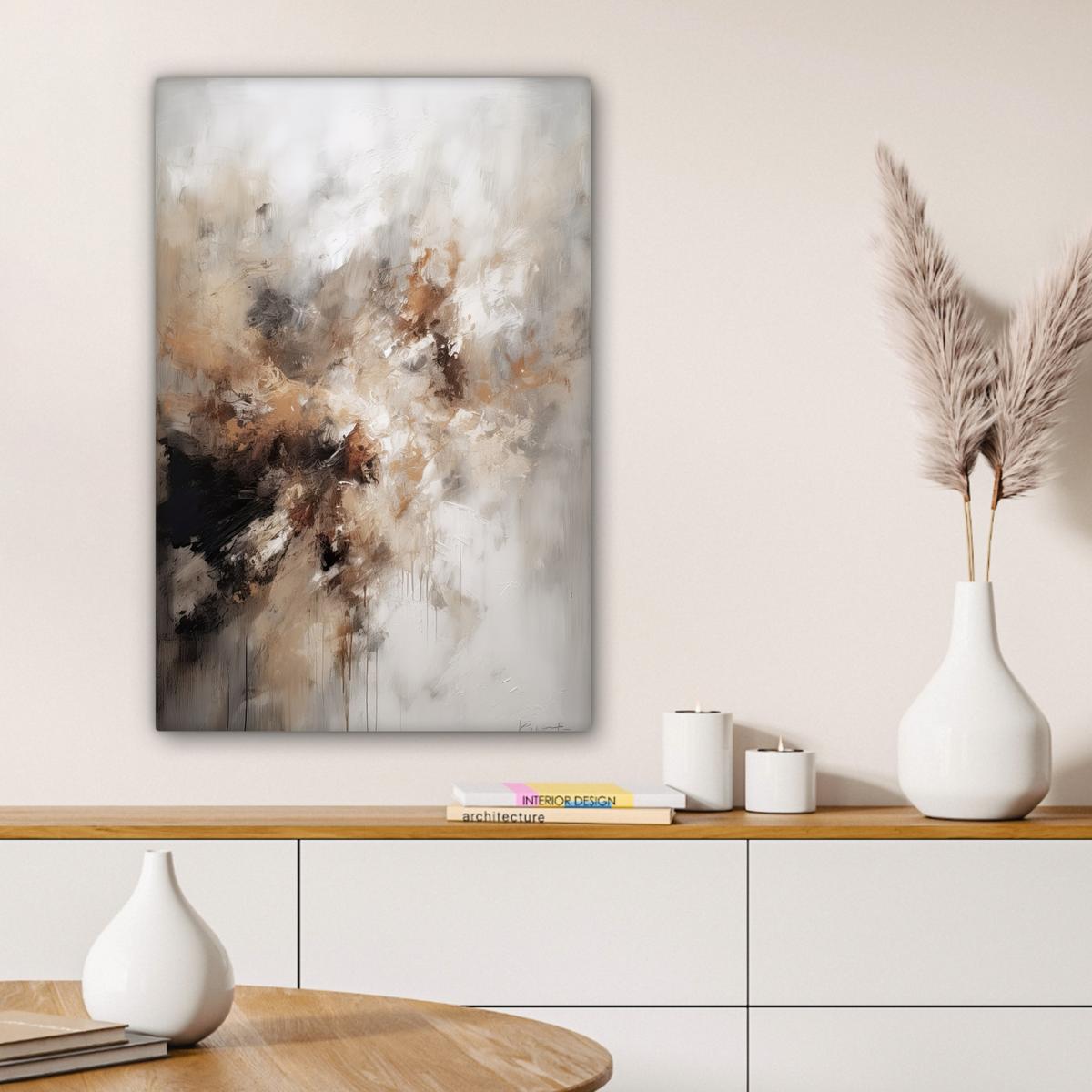 LEINWANDBILD Farbe - Abstrakt - Beige - Kunst Wanddeko 40x60 cm - Greige, Textil (40/60cm) - MuchoWow