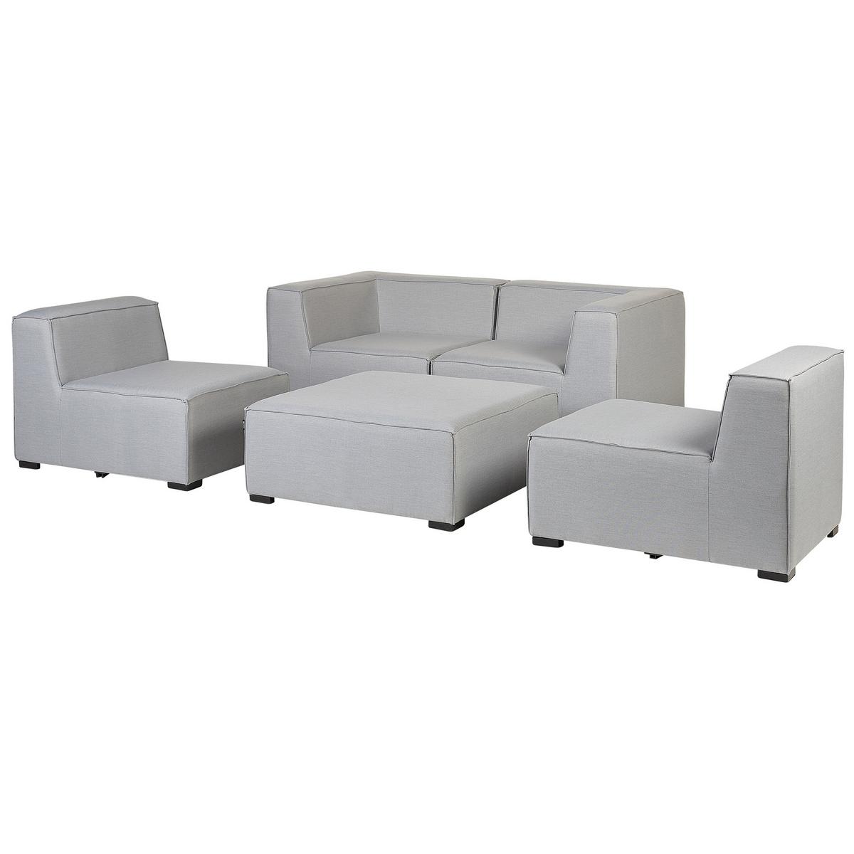 LOUNGE SET 4-Sitzer hellgrau modular Arezzo - Hellgrau, Textil - Beliani