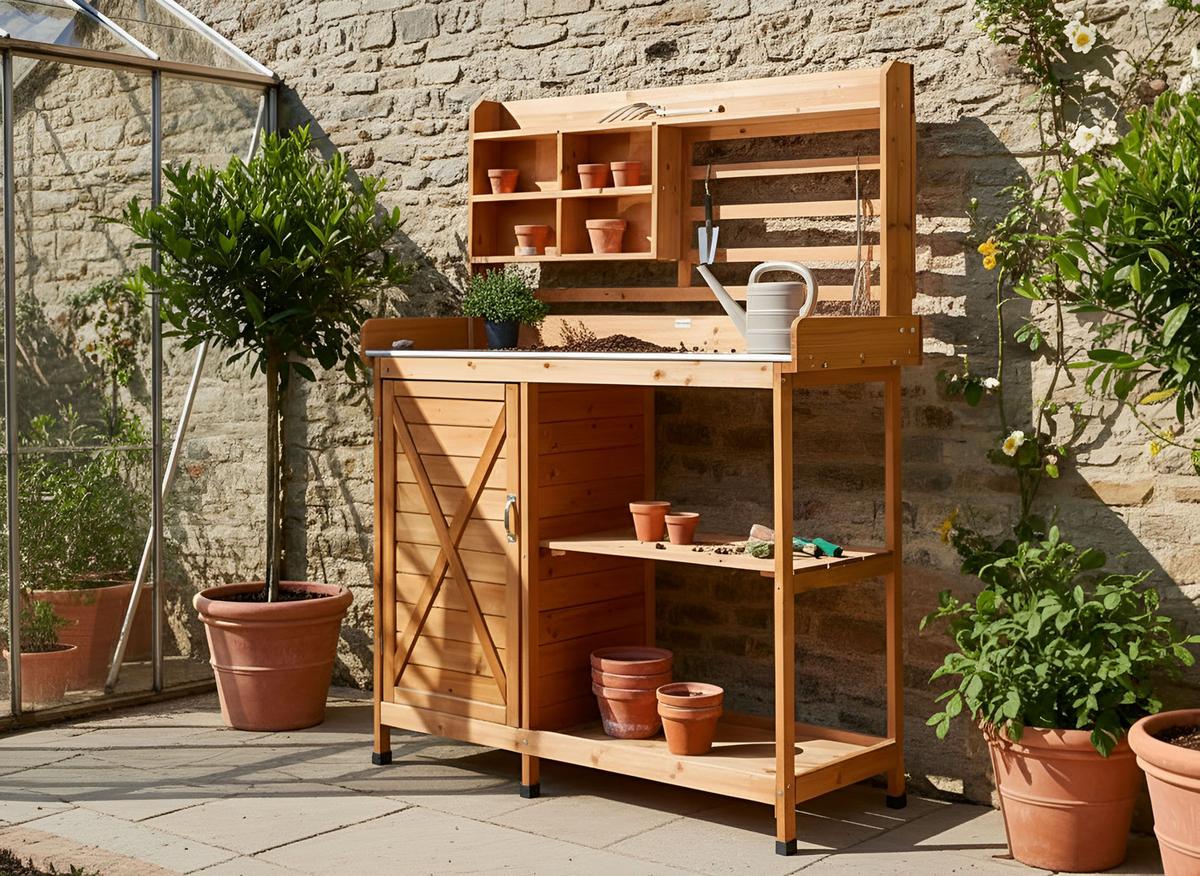 PFLANZTISCH 113/149 cm Tannenholz Hellbraun Meldola - Hellbraun/Braun, Holz - Beliani