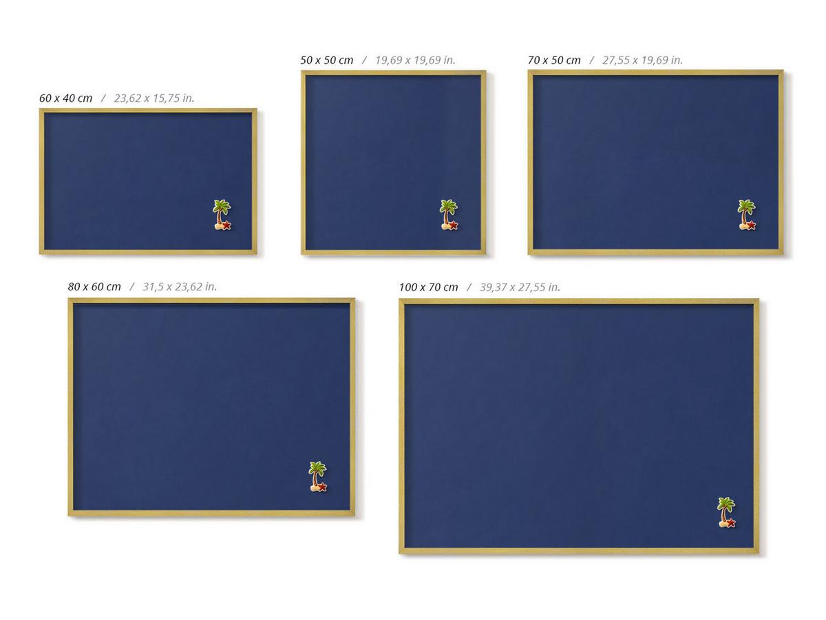 MAGNETTAFEL 80x60 cm Goldener Rahmen Dunkelblau - Opal, Metall (80/60/0.4cm) - TULUP