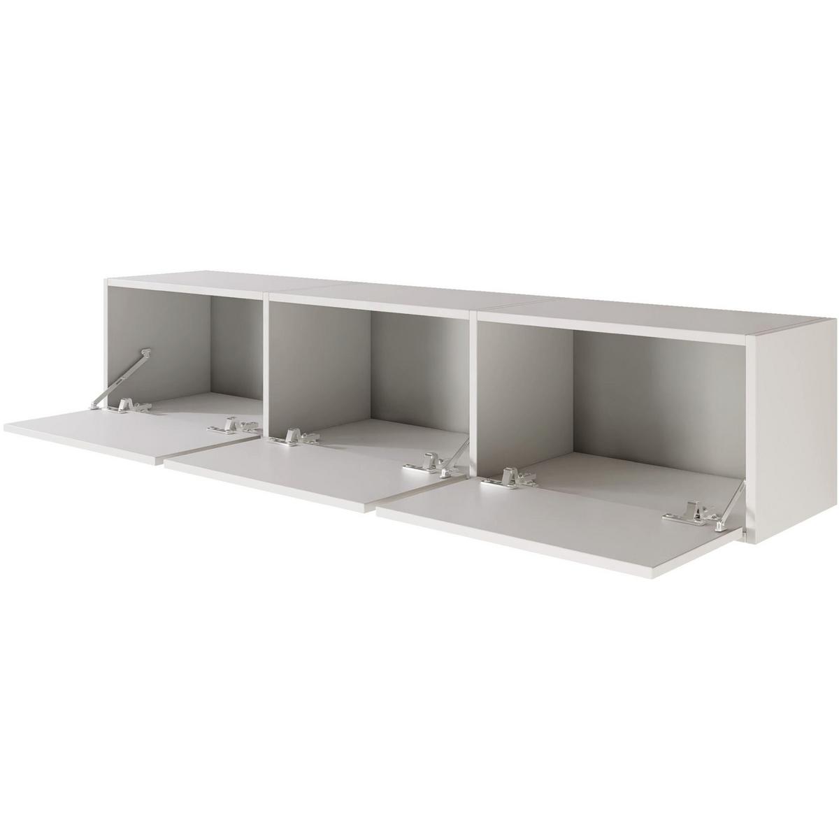 TV-LOWBOARD hängend, 3 Klappen, Weiß, 150 cm - Weiß, Holzwerkstoff (150.1/30/30cm) - Selsey