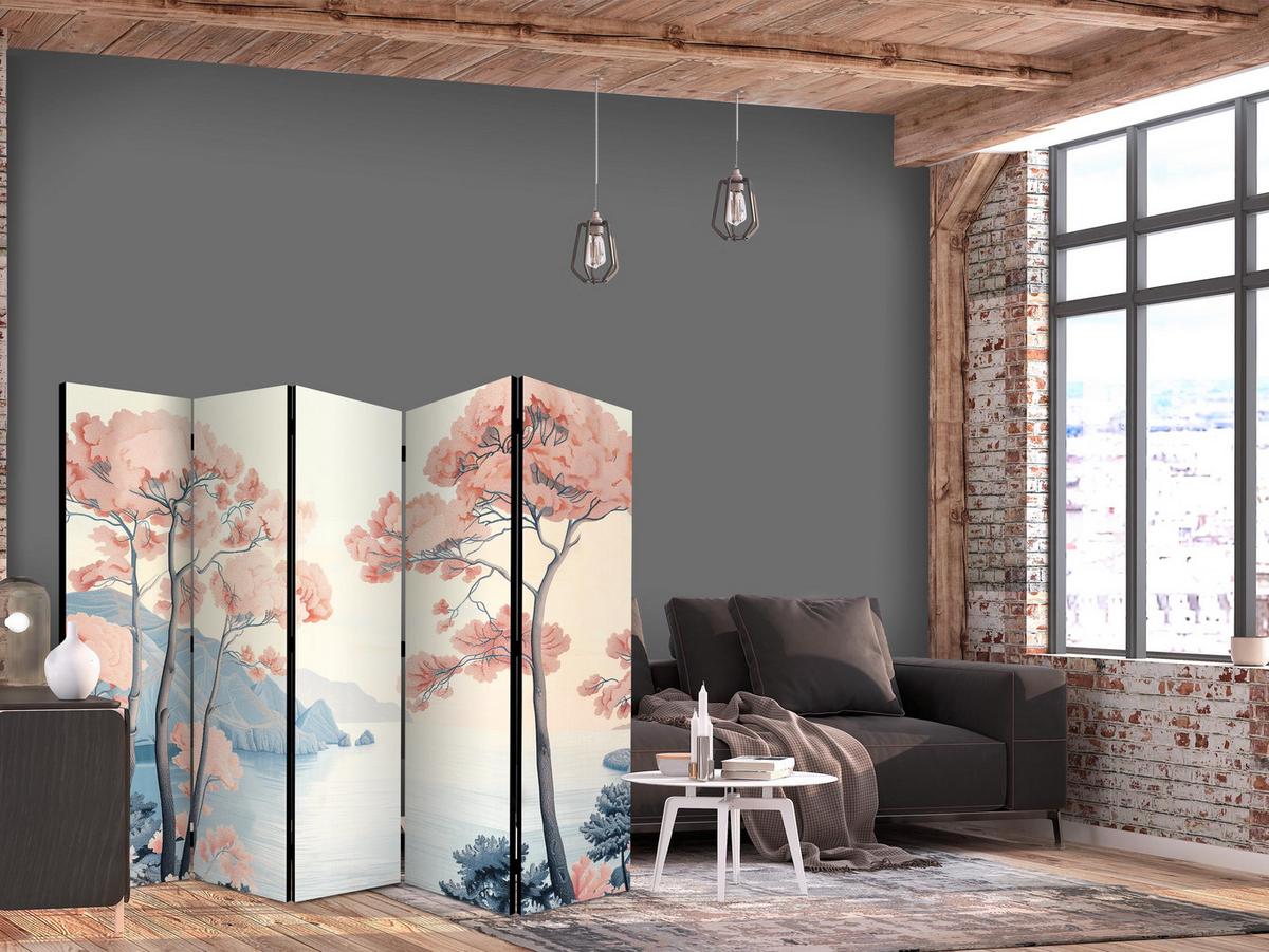 PARAVENT Beidseitig Bedruckter 5-tlg 225x172 cm Ozeanklippen Landschaft - Multicolor, Holz/Textil (225/172/3cm) - Muralo