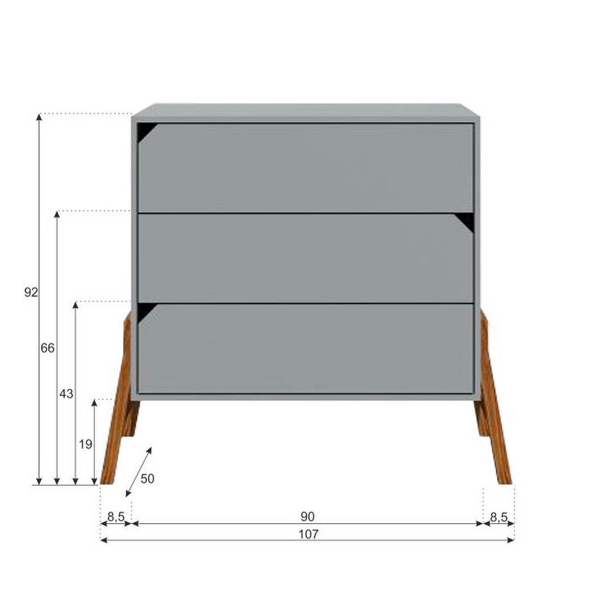 KOMMODE Grau - Grau, Holzwerkstoff (107/91/50cm) - Petits-meubles