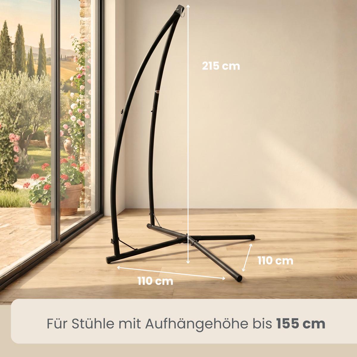 HÄNGESESSELGESTELL bis 120kg, 215cm, Schwarz - Schwarz, Metall (110/110/215cm) - Amanka