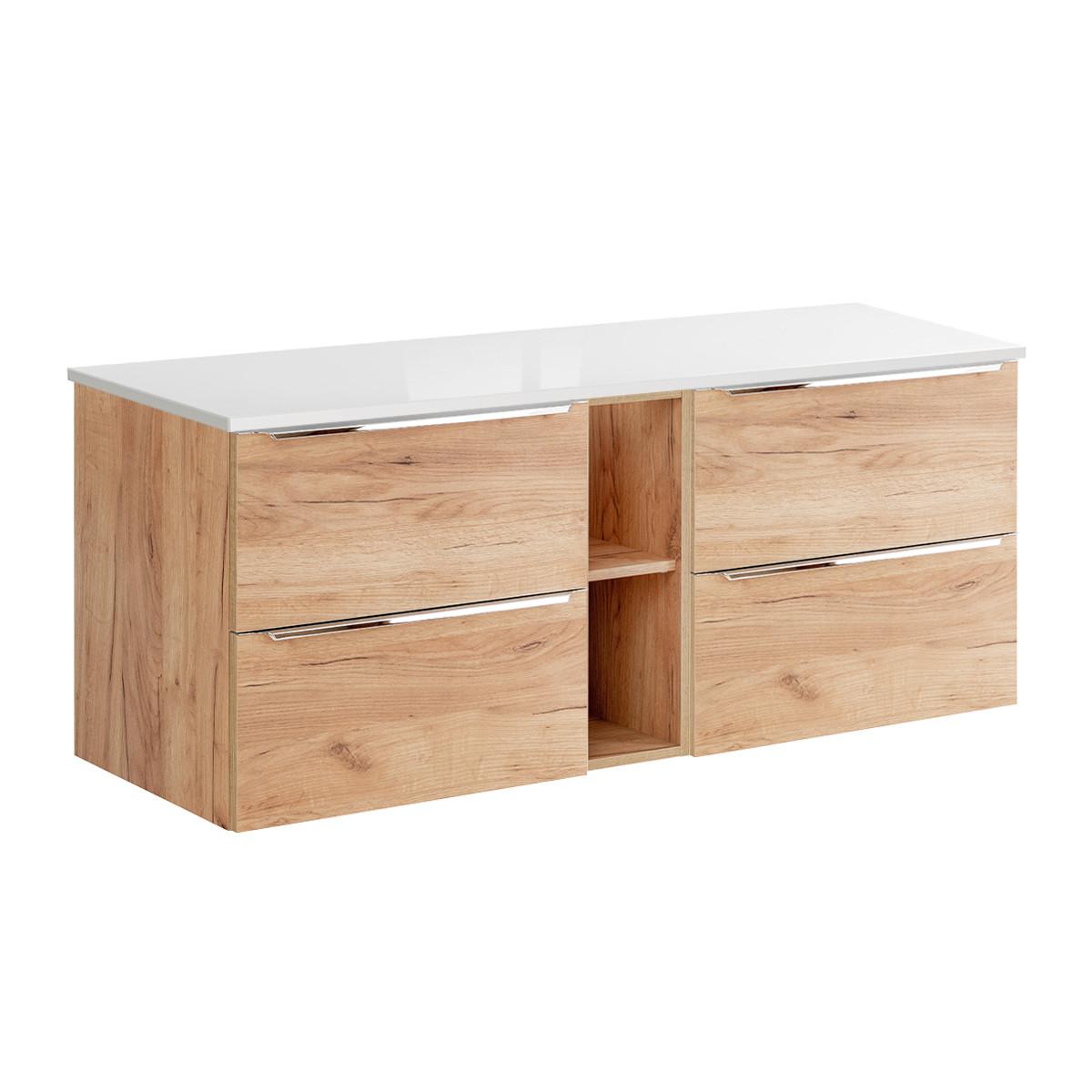 WASCHTISCHUNTERSCHRANK 140.4cm April Holz - Braun/Weiß, Holzwerkstoff (140.4/59/46cm) - Petits-meubles