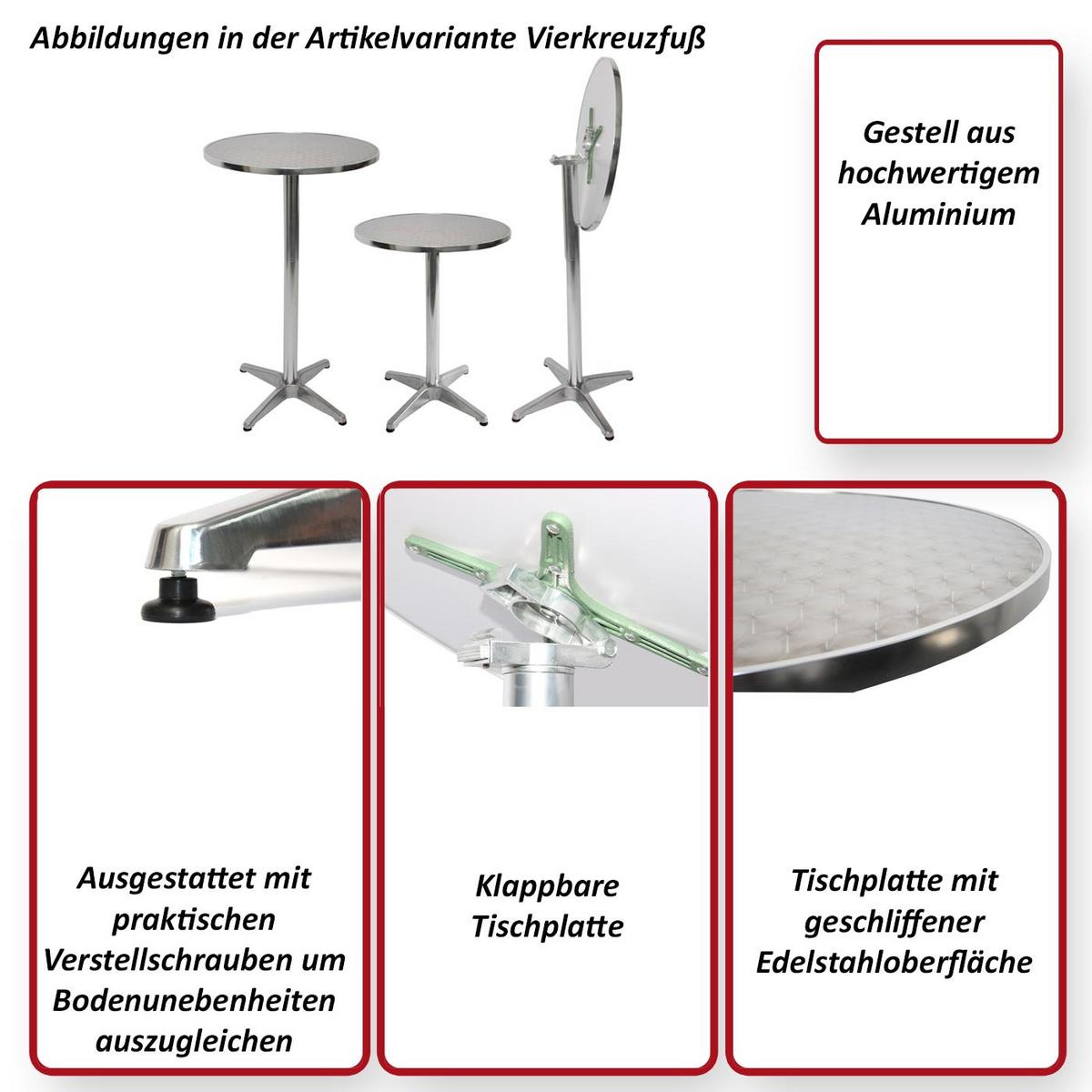 ALU-STEHTISCH 10ER-SET rund Silber 10er-Set - Silberfarben, Metall (60/60/110cm) - MCW