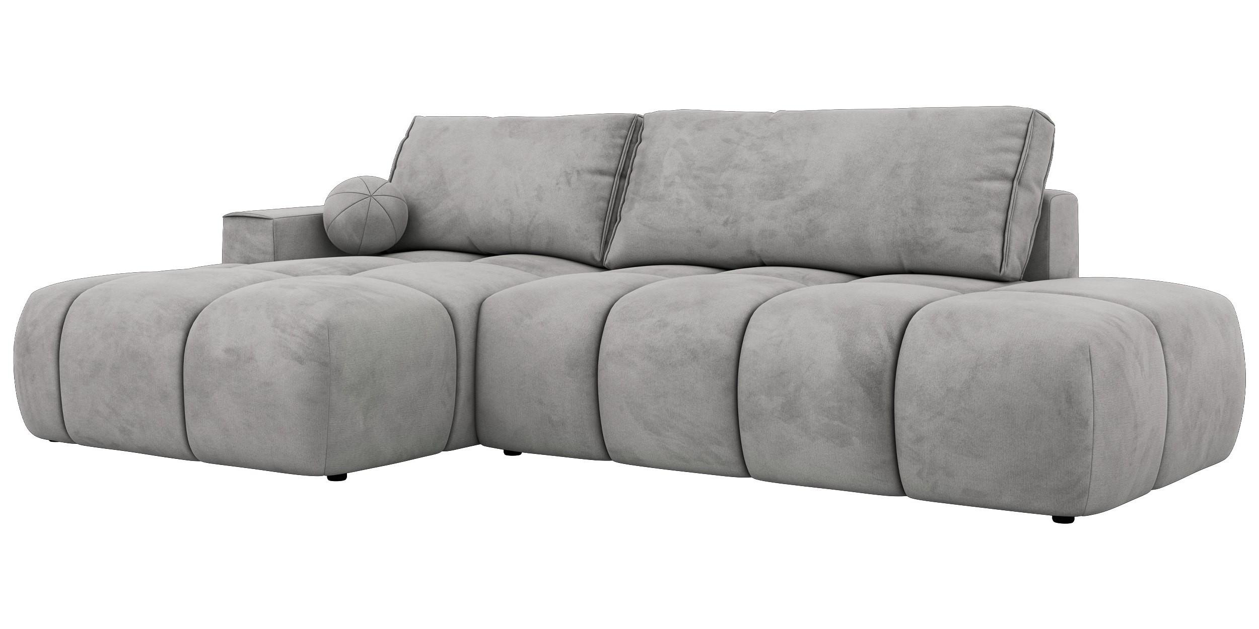 ECKSOFA LORAN L Hellgrau Velvet - Links - Hellgrau/Schwarz, Kunststoff/Textil (170/292cm) - MKS